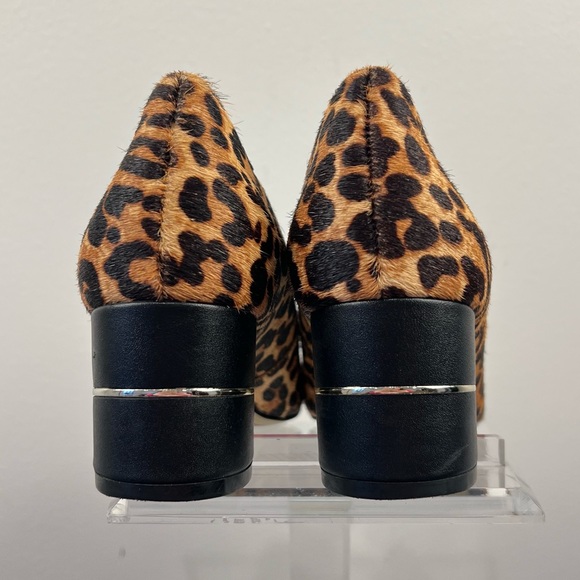 AUBREY LYNN AMANDA LEOPARD PRINT CALF HAIR FUR CHUNKY DRESS HEELS PUMPS Size 6 - Picture 3 of 12
